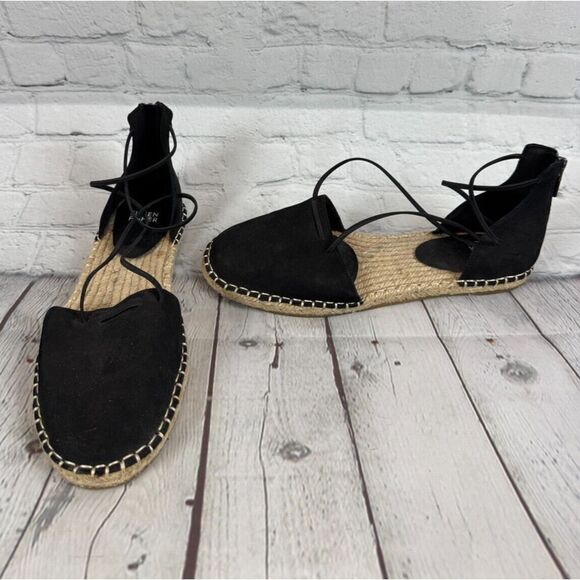 EILEEN FISHER Lala espadrille flat black sandals size 7.5 NWOB - Picture 1 of 10
